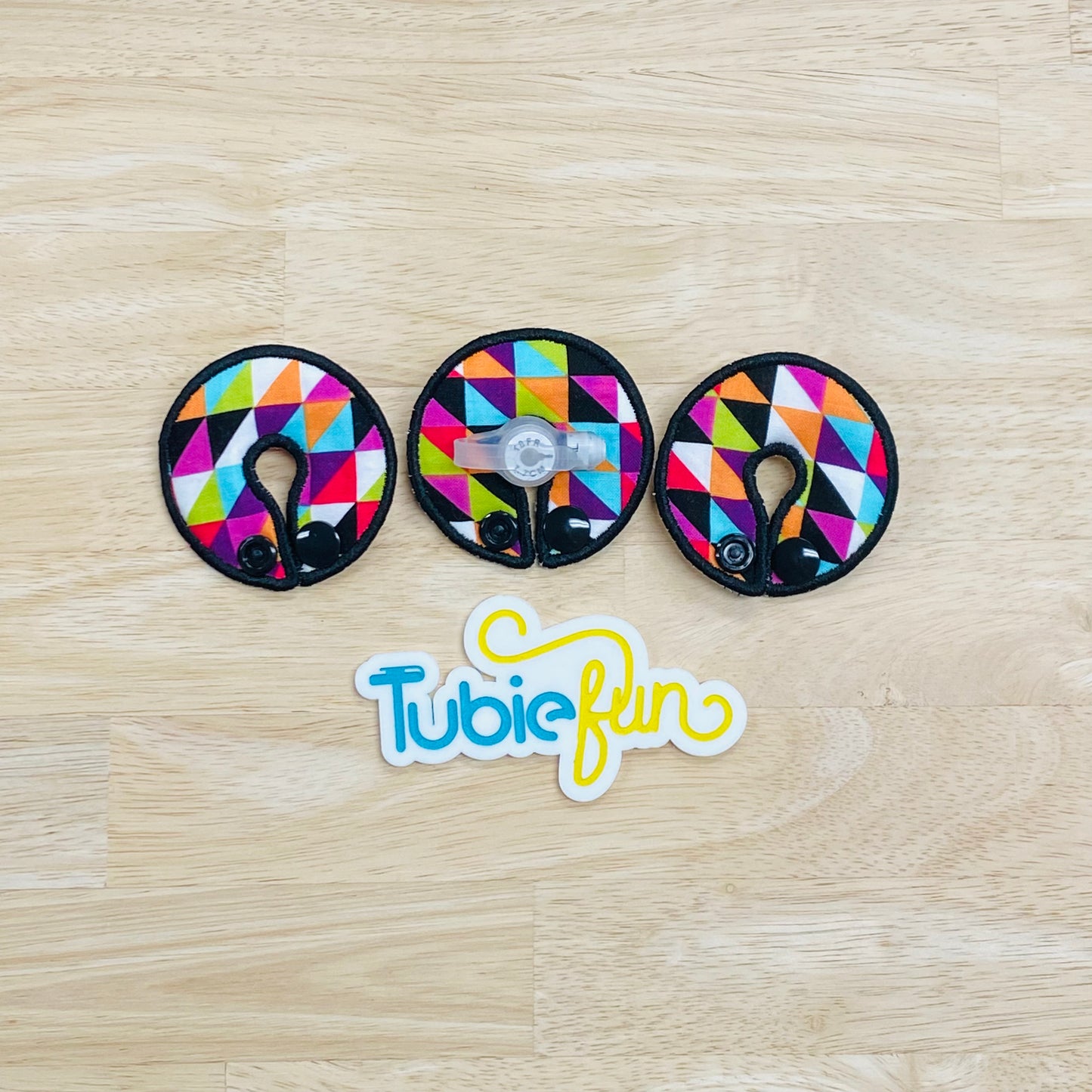 G-Tube Button Pad Cover - Multicoloured Triangles