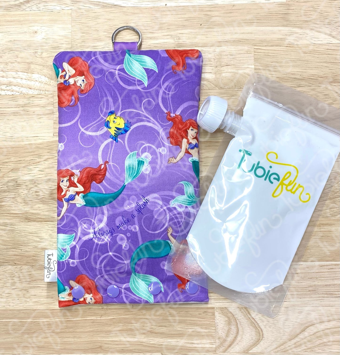 Insulated Milk Bag Suitable for Tubie Fun & 500ml Z & Co Reusable Pouches - Mermaid on Purple