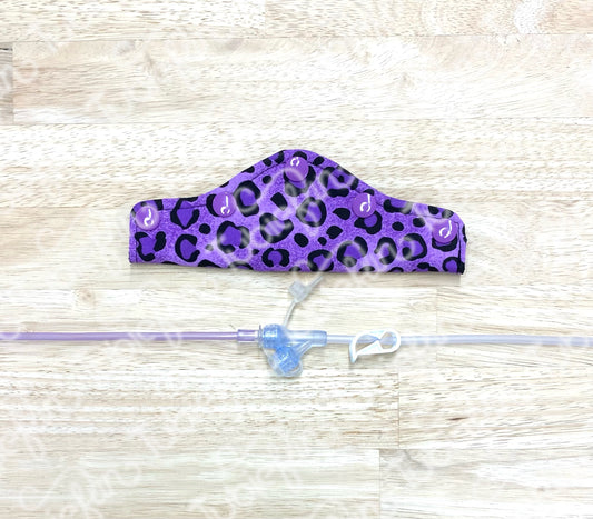 Feeding Tube Connection Cover - Purple Leopard Print
