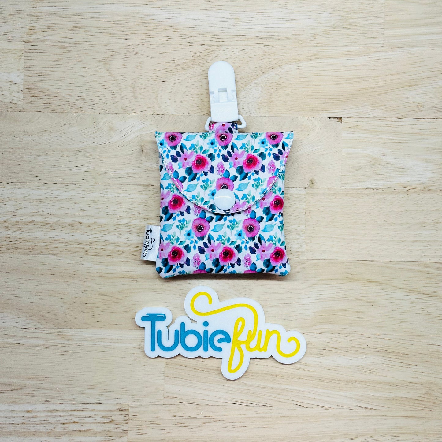 Tubing Pouch - Flowers in Pink with Leaves