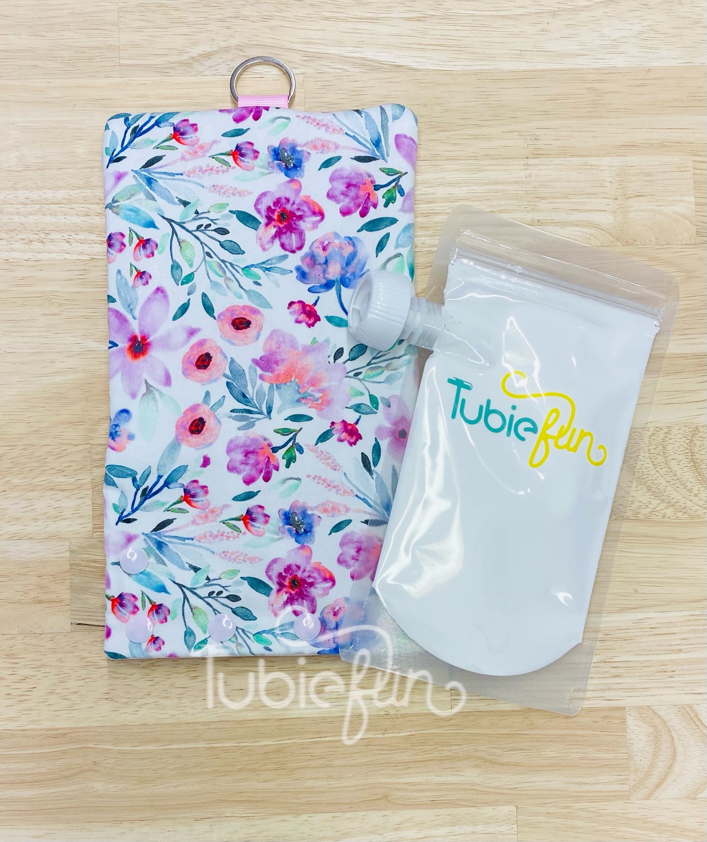 Insulated Milk Bag Suitable for Tubie Fun & 500ml Z & Co Reusable Pouches - Pink Flowers
