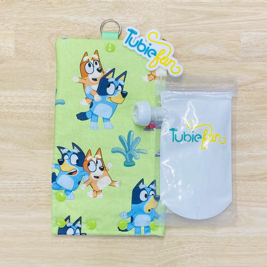 NEW Insulated Milk Bag Suitable for Tubie Fun 500ml Reusable Pouches - Aussie Heeler Sisters on Green