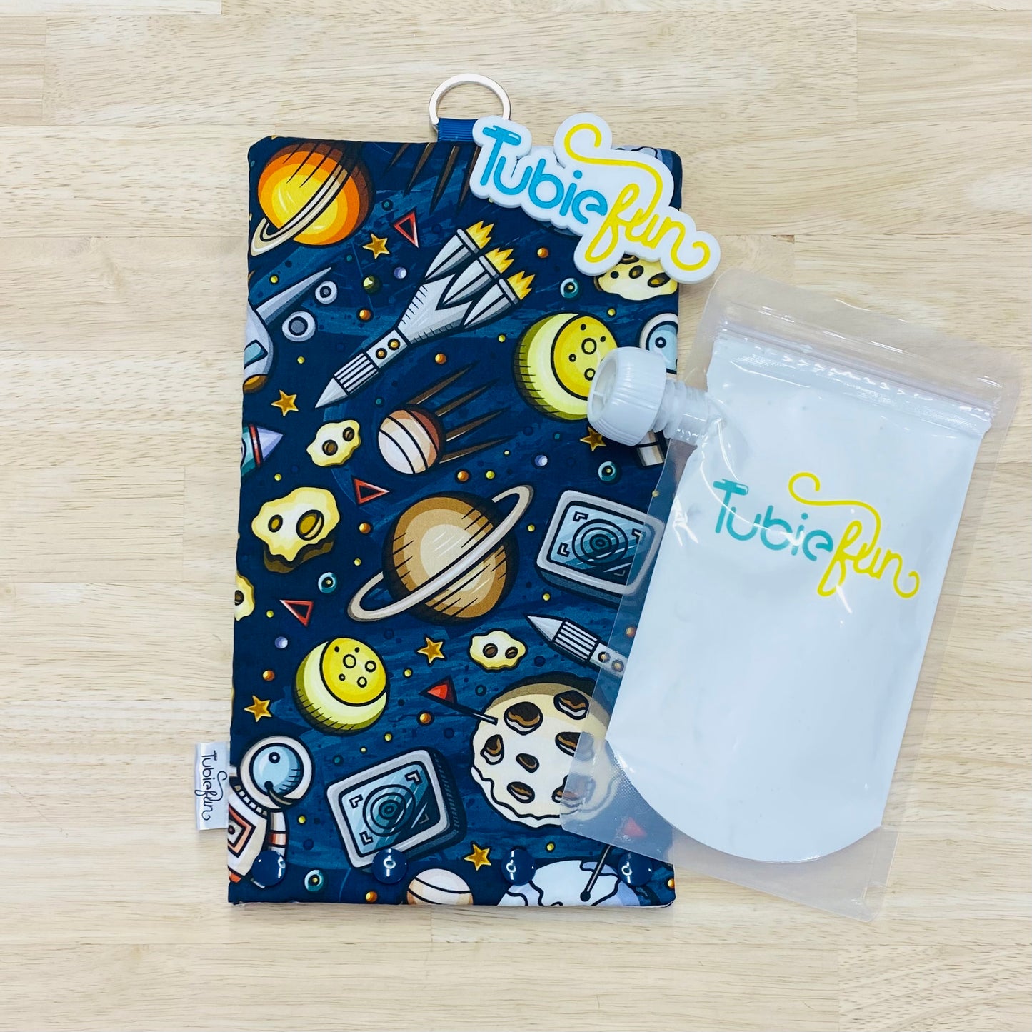NEW Insulated Milk Bag Suitable for Tubie Fun 500ml Reusable Pouches - Space and Astronauts