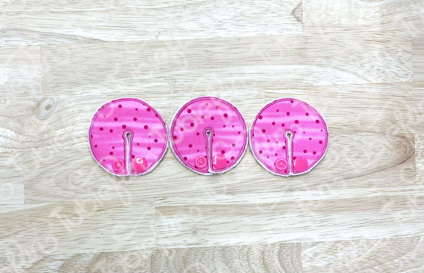 Chait Button Pad Covers - Pink Dots on Pink