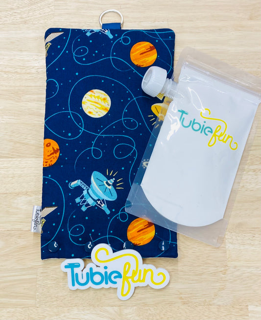 NEW Insulated Milk Bag Suitable for Tubie Fun 500ml Reusable Pouches - Planets and Satellites