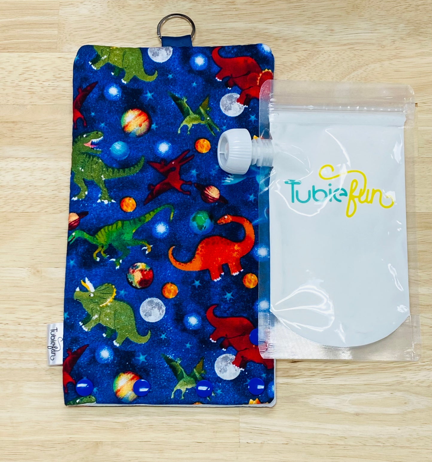 Insulated Milk Bag Suitable for Tubie Fun 500ml Reusable Pouches - Dinosaurs in Space