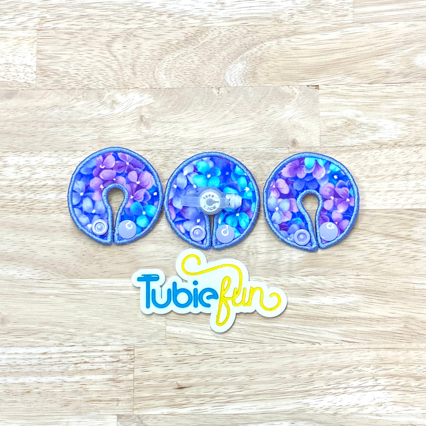 G-Tube Button Pad Cover - Purple and Blue Flowers
