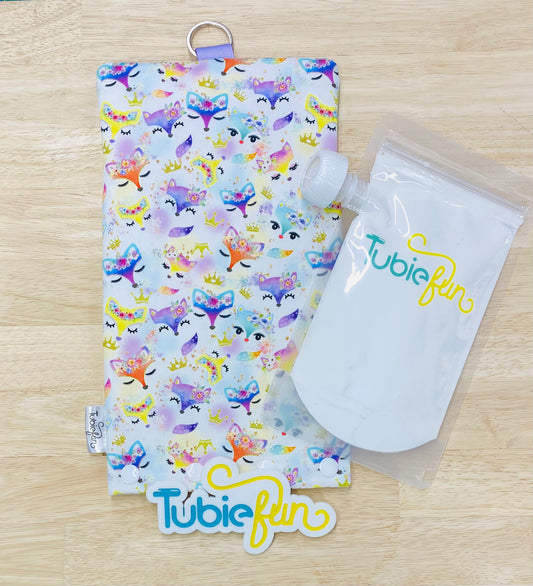 NEW Insulated Milk Bag Suitable for Tubie Fun 500ml Reusable Pouches - Fox Faces