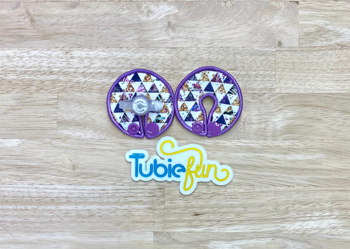 G-Tube Button Pad Cover - Purple Triangles