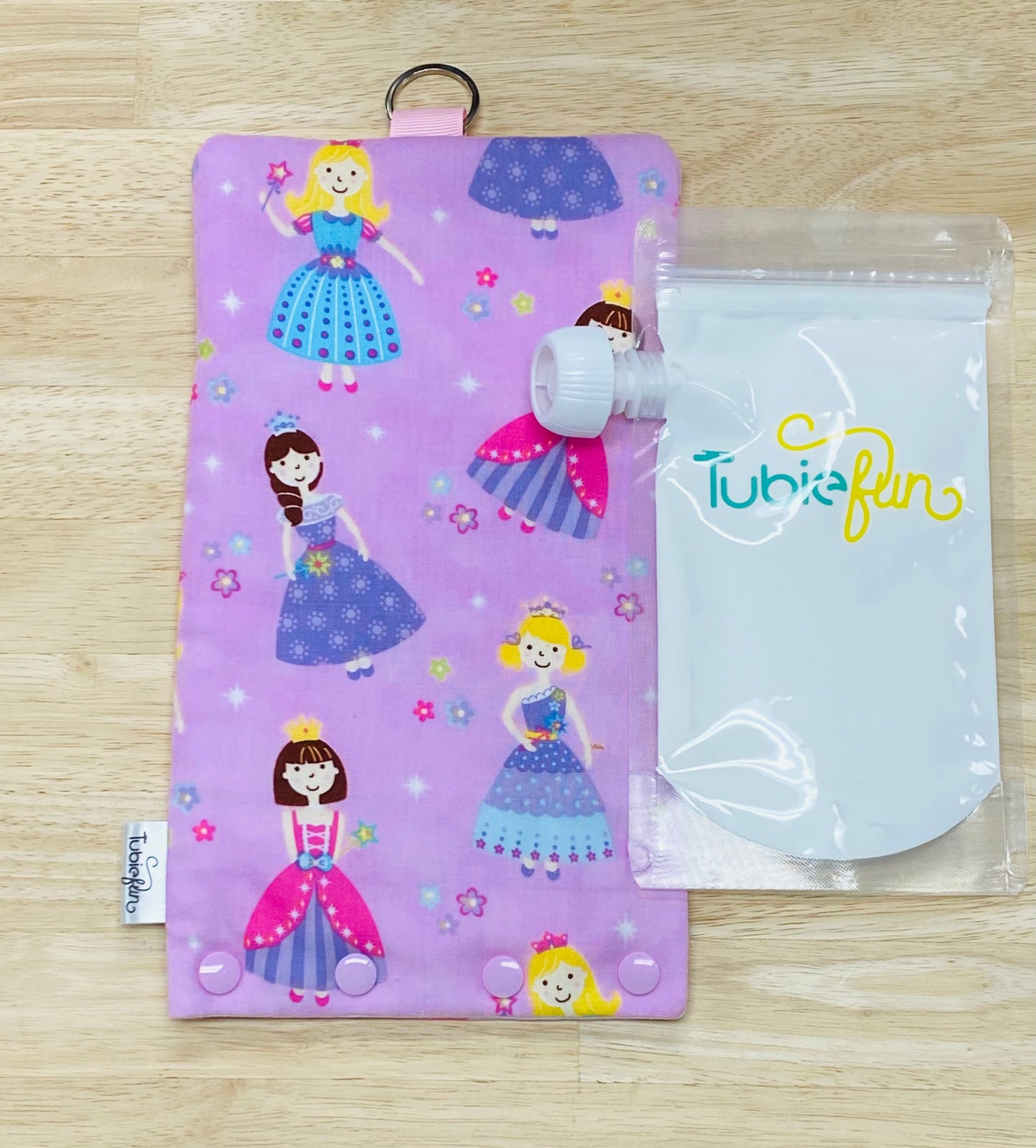 Insulated Milk Bag Suitable for Tubie Fun 500ml Reusable Pouches - Princesses on Pink