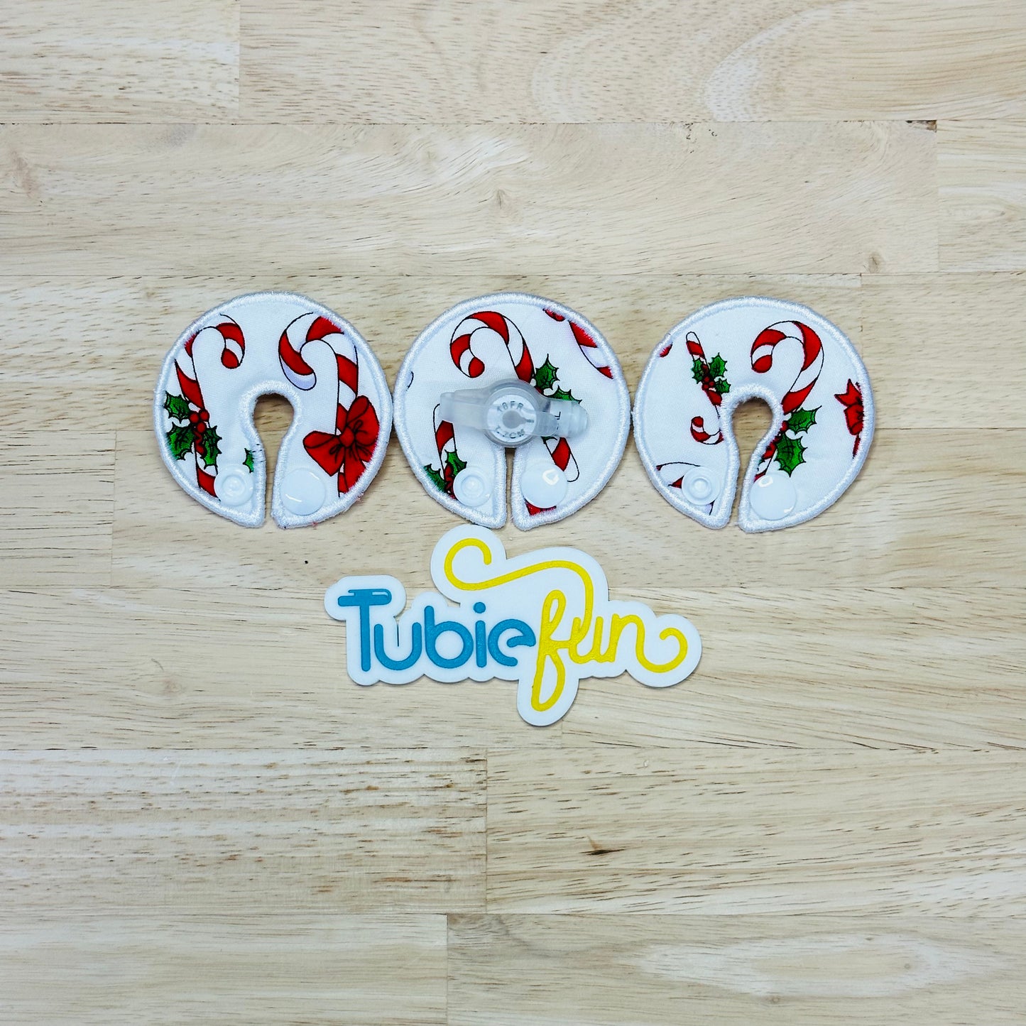 G-Tube Button Pad Cover -  Candy Canes