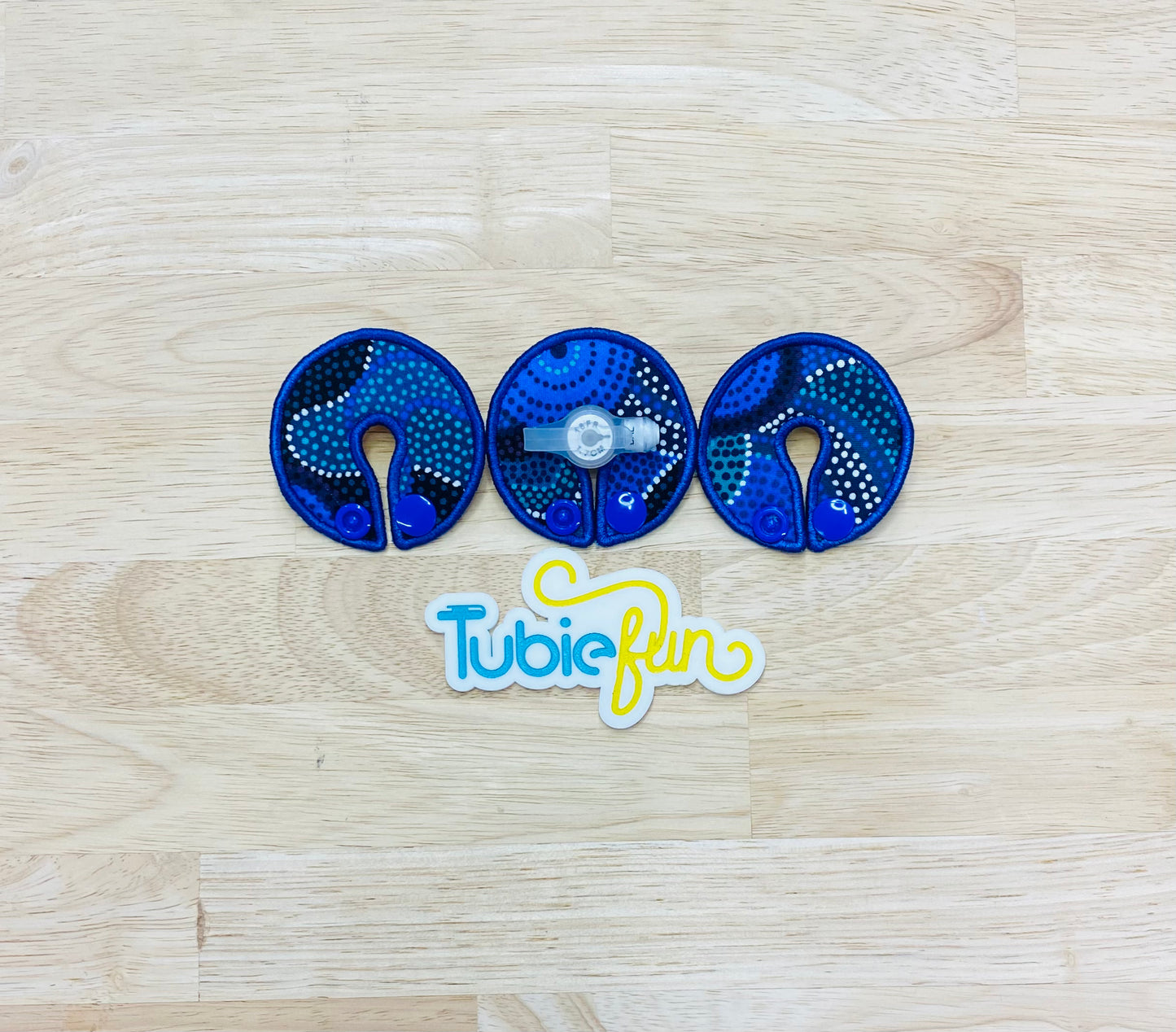 G-Tube Button Pad Cover - Indigenous on Blue