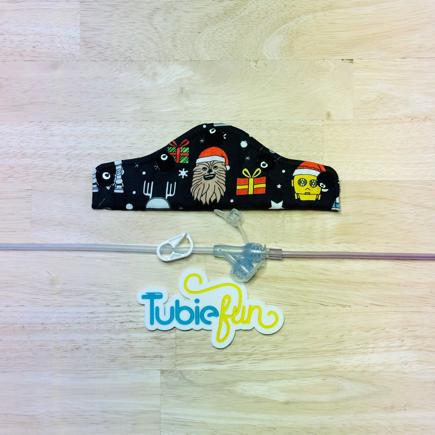 Feeding Tube Connection Cover - Star Christmas Characters on Black