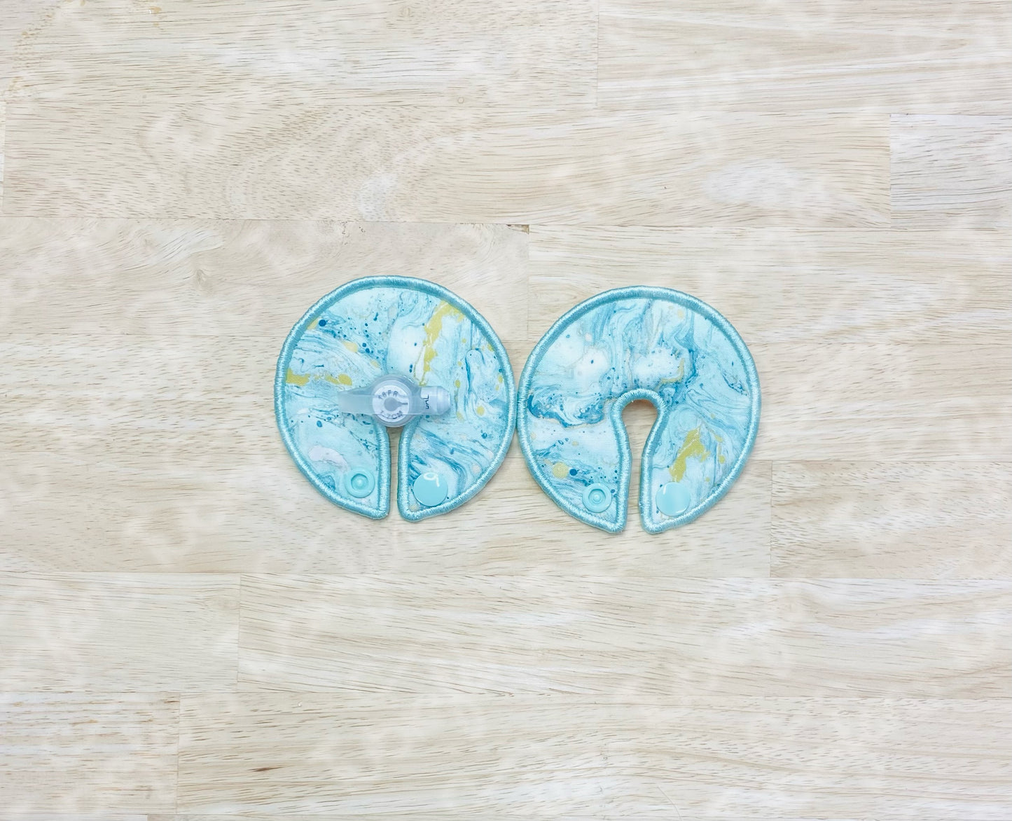 G-Tube Button Pad Cover Large - Gold, White and Teal Swirl