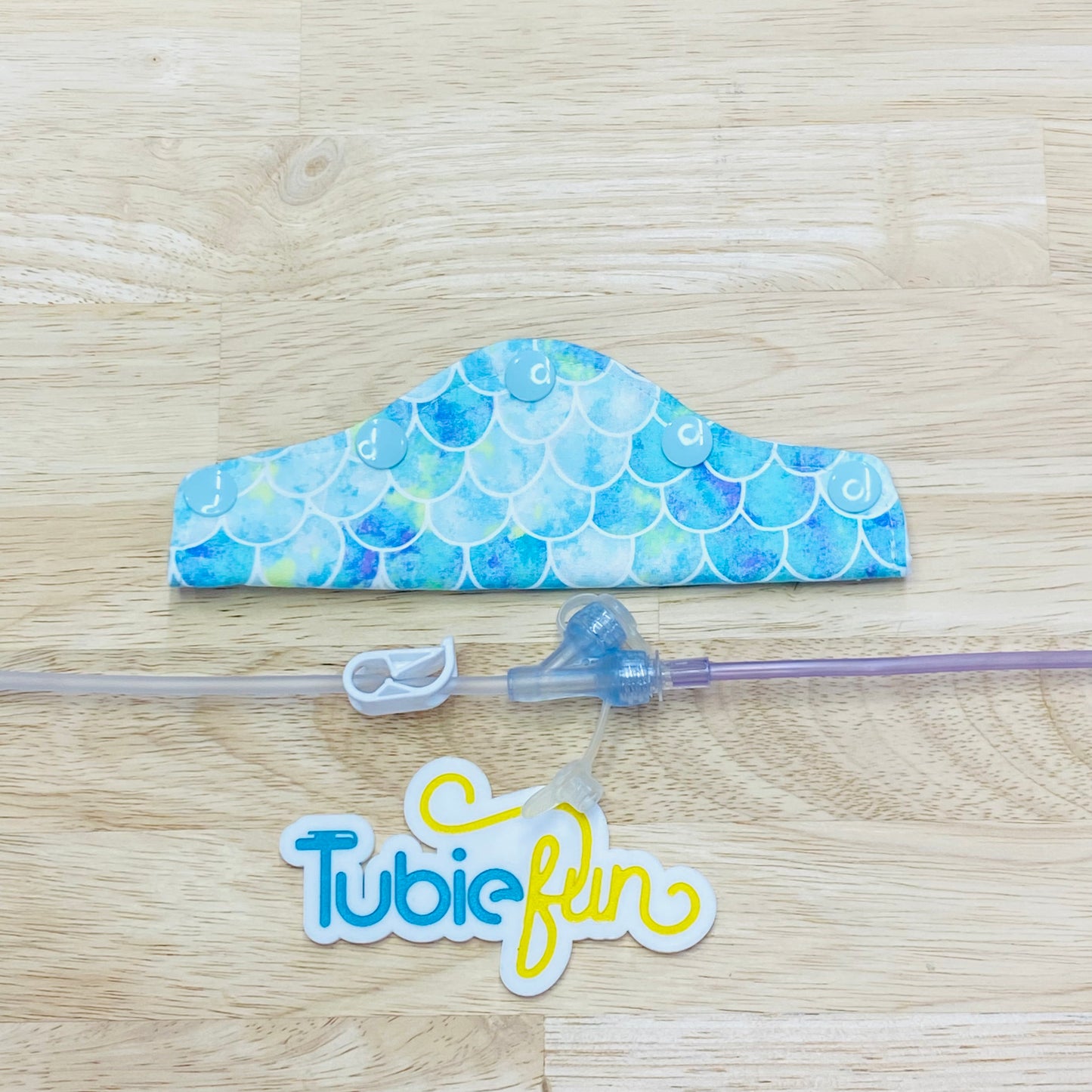 Feeding Tube Connection Cover - Blue Mermaid Scales