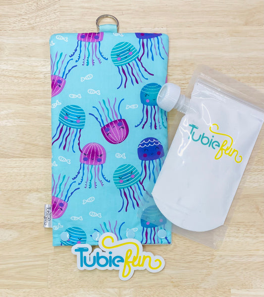 NEW Insulated Milk Bag Suitable for Tubie Fun 500ml Reusable Pouches - Jelly Fish