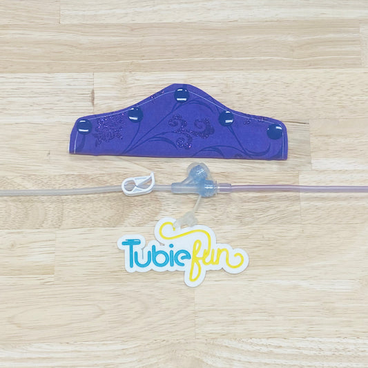 Feeding Tube Connection Cover - Purple Vines and Glitter Flowers