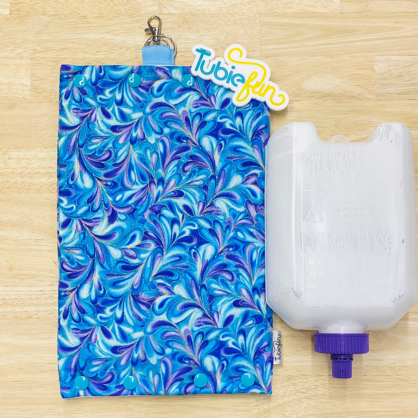 Insulated Milk Bag Suitable for 1L Flocare Bottle - Abstract Blue, Teal and Purple