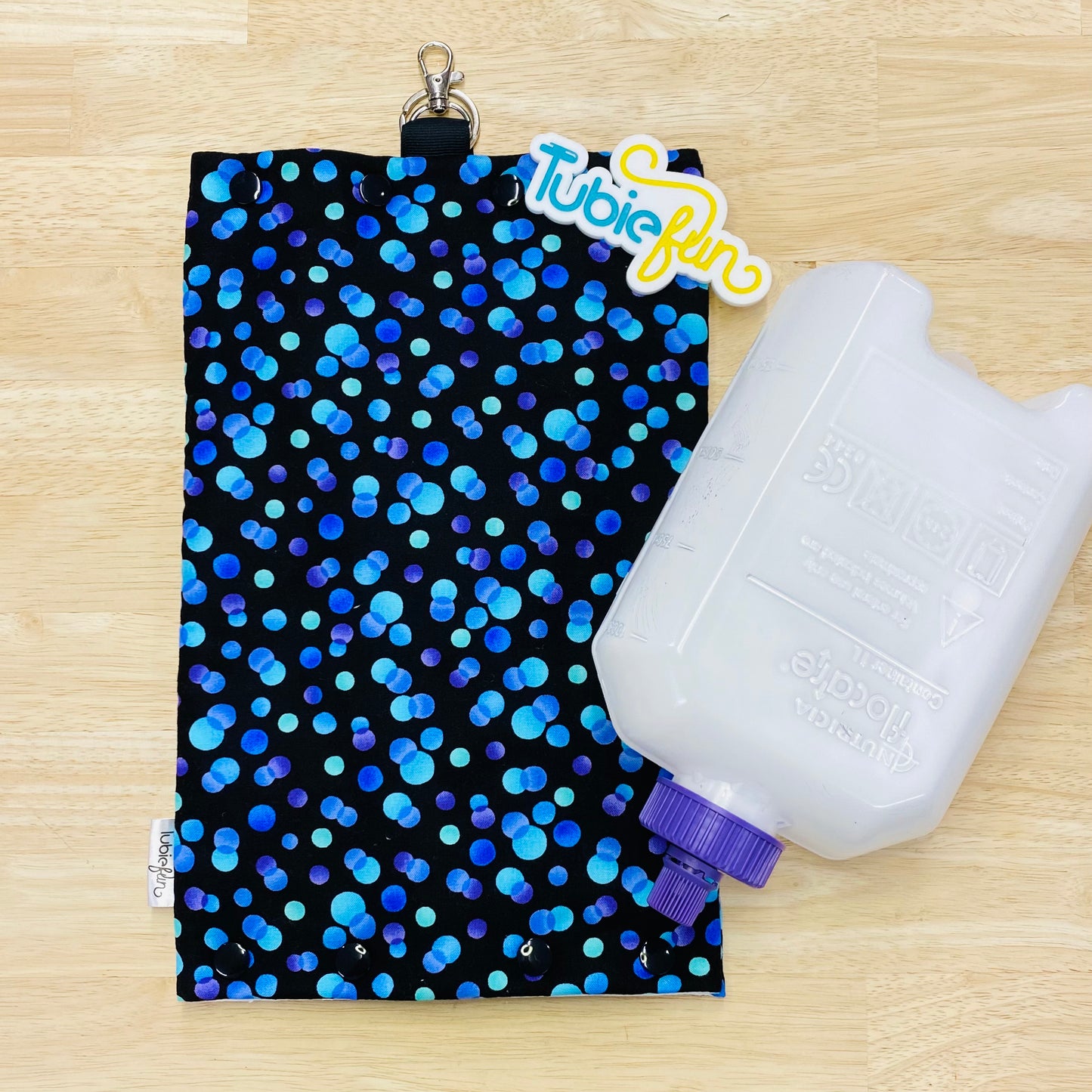Insulated Milk Bag Suitable for 1L Flocare Bottle - Blue and Purple Dots