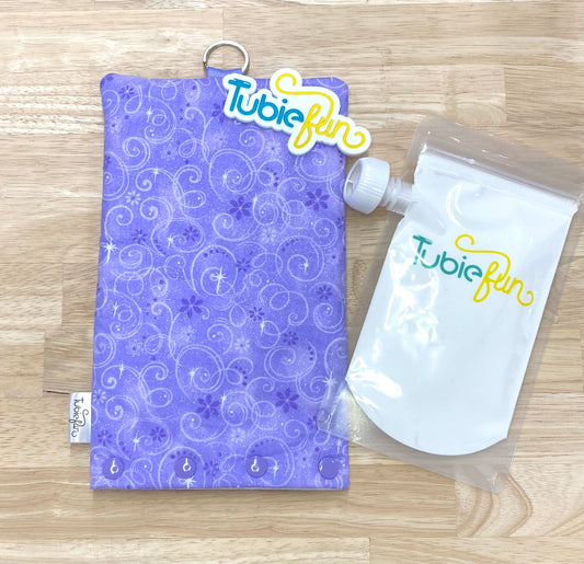 NEW Insulated Milk Bag Suitable for Tubie Fun 500ml Reusable Pouches - Stars on Purple Glitter