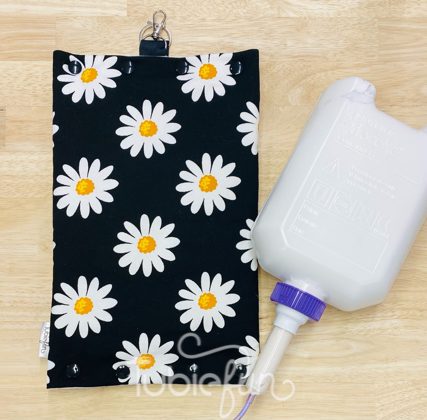 Insulated Milk Bag Suitable for 1L Flocare Bottle - Flowers on Black