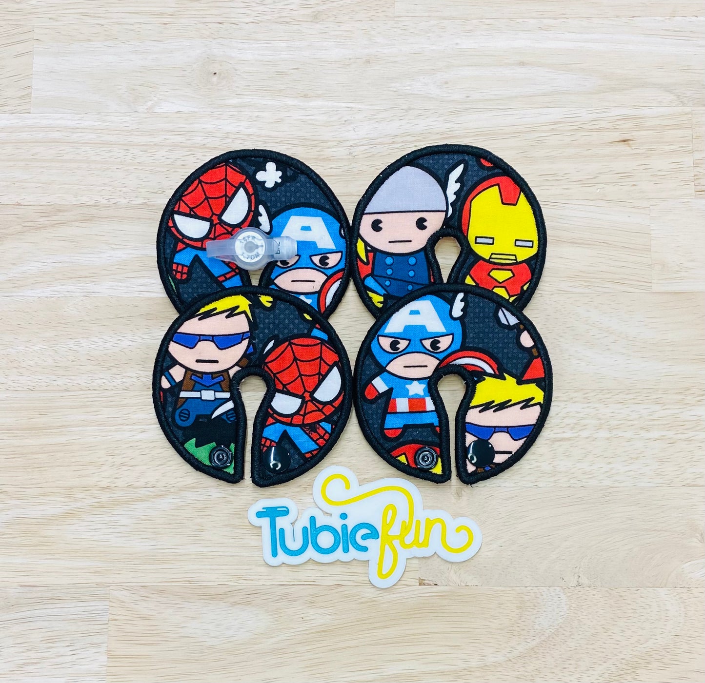 G-Tube Button Pad Cover Large - Comic Heroes