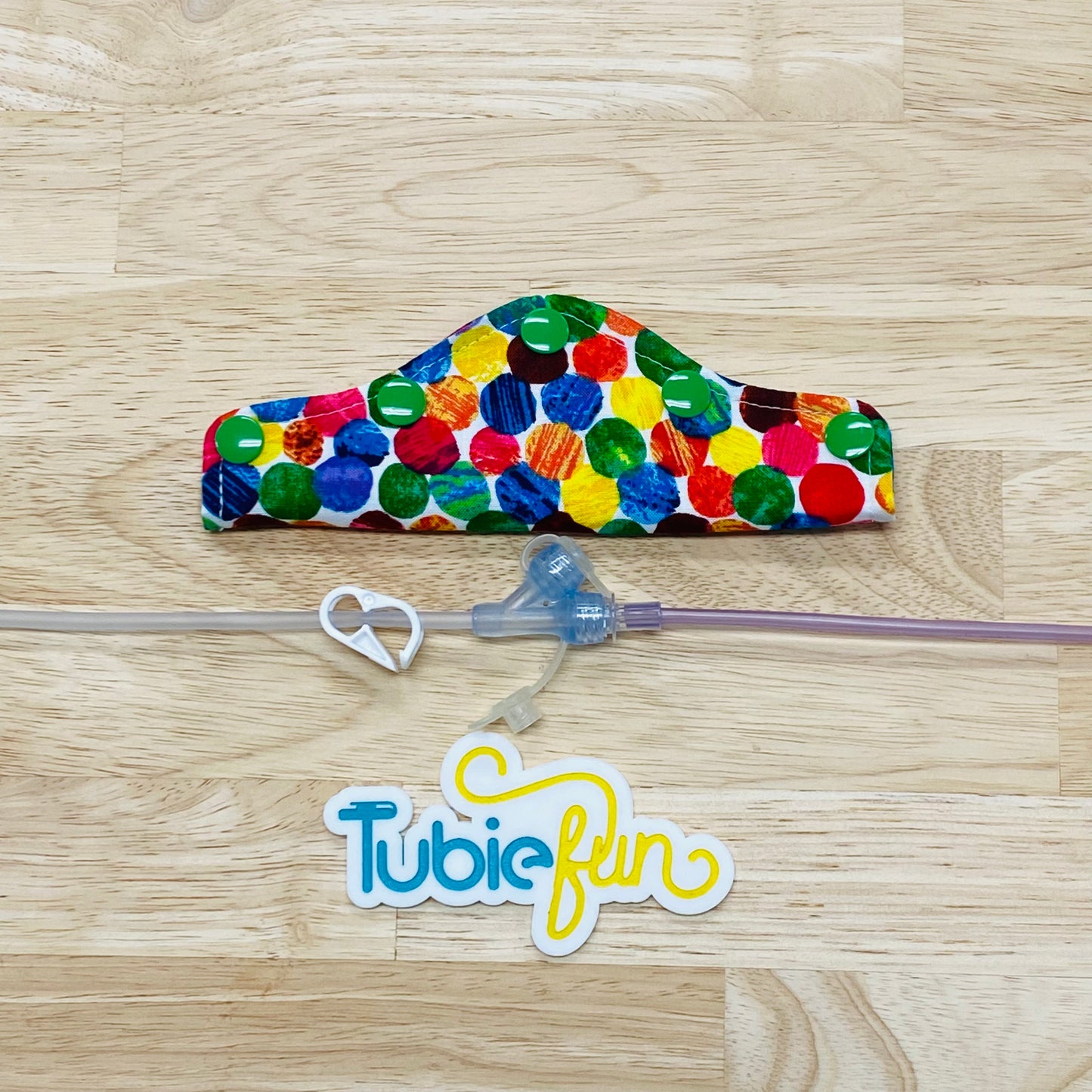 Feeding Tube Connection Cover - Hungry Caterpillar Dots