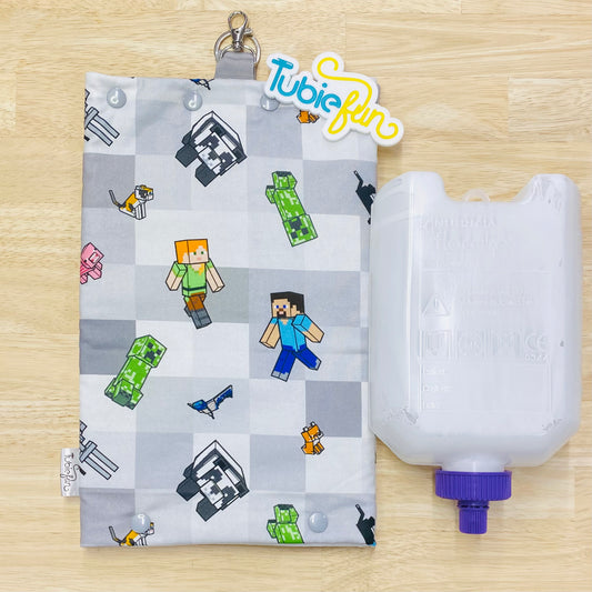 Insulated Milk Bag Suitable for 1L Flocare Bottle - Mining Characters on Grey