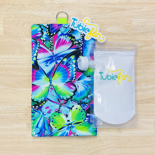 NEW Insulated Milk Bag Suitable for Tubie Fun 500ml Reusable Pouches - Butterflies