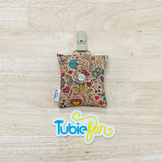 Tubing Pouch - Flowers on Cream