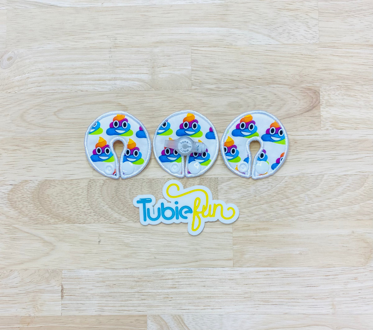 G-Tube Button Pad Cover - Rainbow Poo Emoji