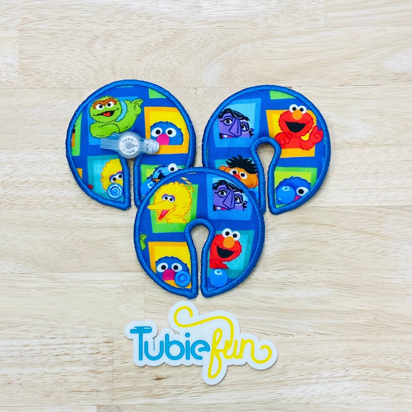 G-Tube Button Pad Cover Large - Street Characters on Blue
