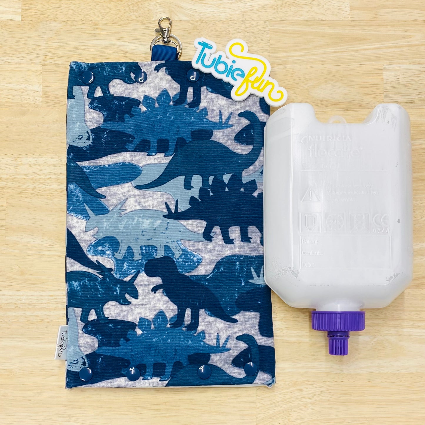 Insulated Milk Bag Suitable for 1L Flocare Bottle - Blue and Grey Dinos