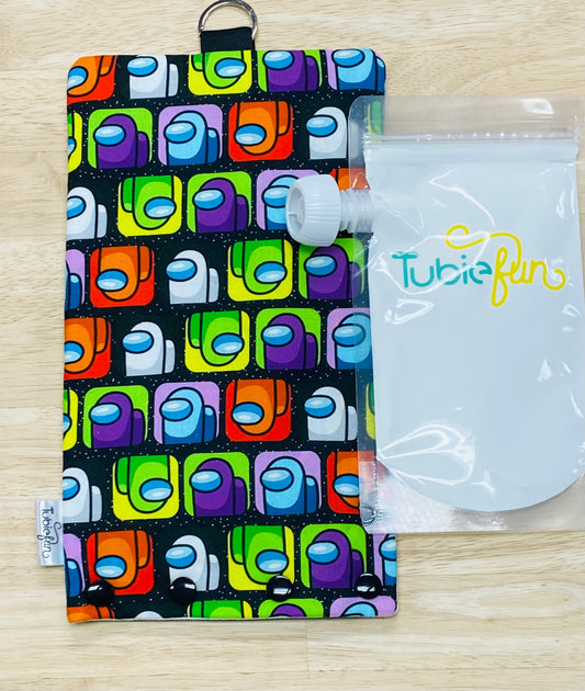 Insulated Milk Bag Suitable for Tubie Fun 500ml Reusable Pouches - Among Us