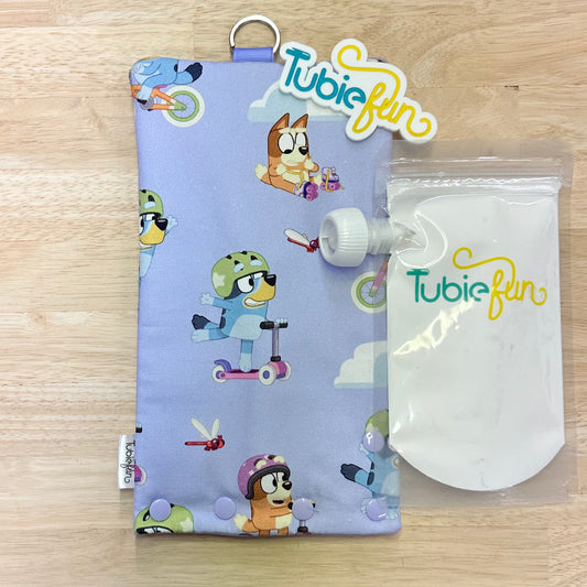 NEW Insulated Milk Bag Suitable for Tubie Fun 500ml Reusable Pouches - Aussie Heeler Sisters on Purple