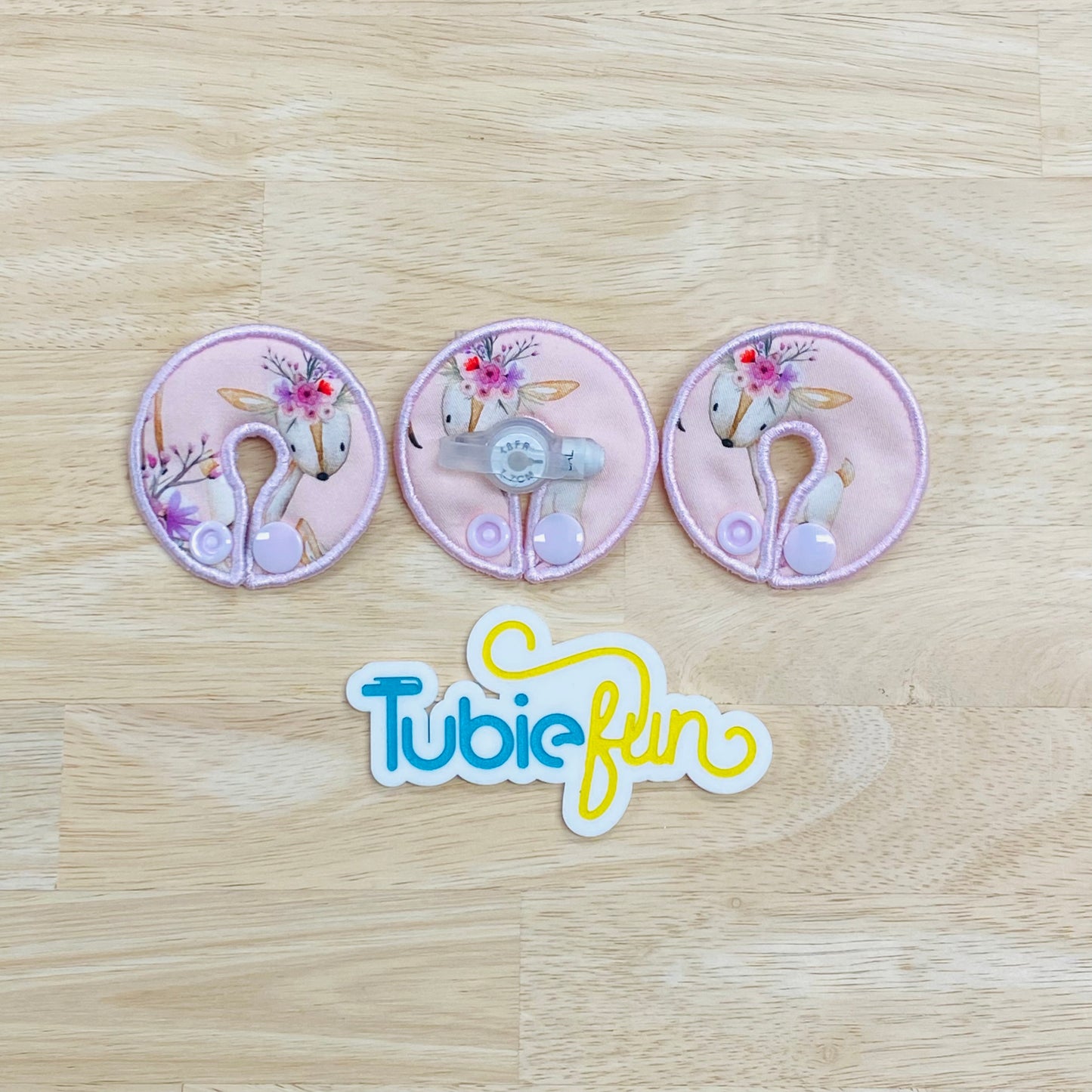 G-Tube Button Pad Cover - Deer on Pink