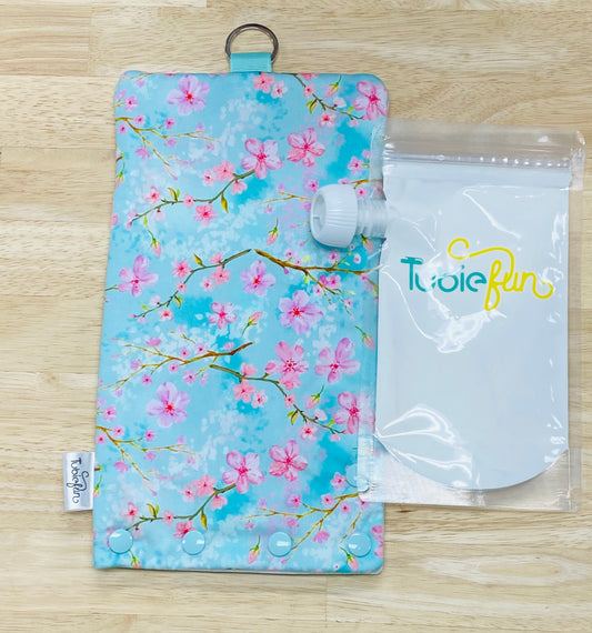 Insulated Milk Bag Suitable for Tubie Fun 500ml Reusable Pouches - Cherry Blossom