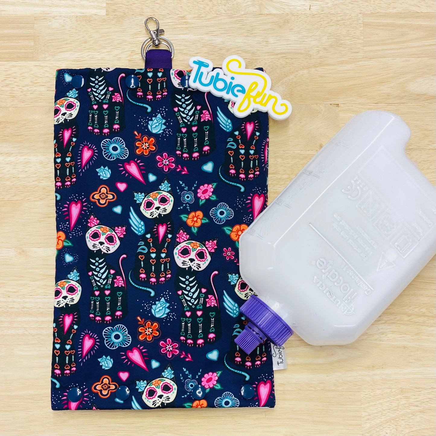 Insulated Milk Bag Suitable for 1L Flocare Bottle - Skeleton Cats