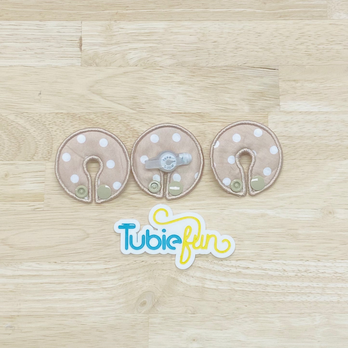 G-Tube Button Pad Cover - White Spots on Tan