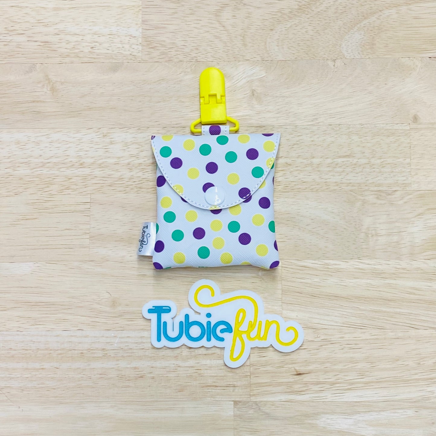 Tubing Pouch - Yellow, Green and Purple Dots