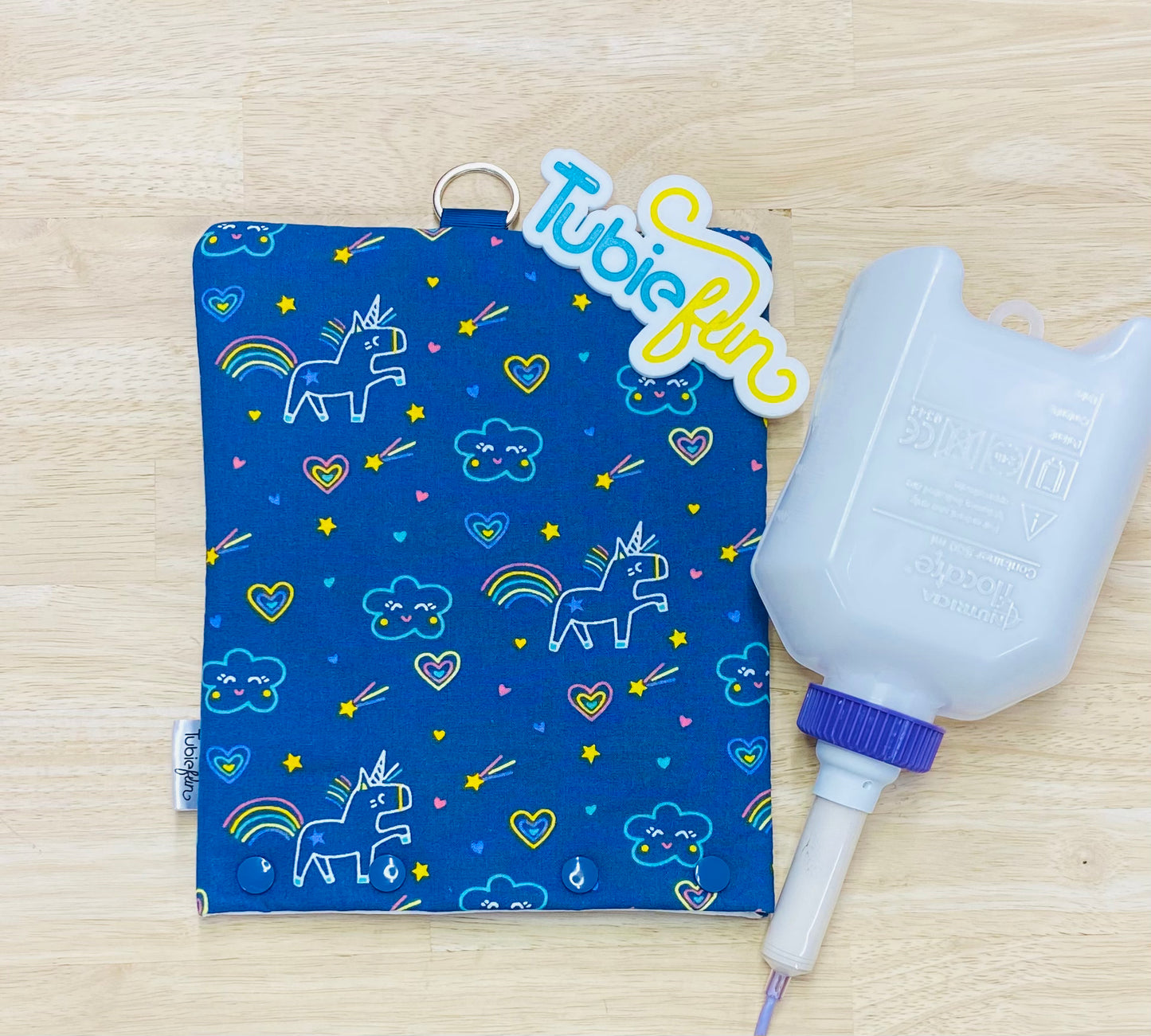 Insulated Milk Bag Suitable for 500ml Flocare Bottle in - Unicorns on Blue