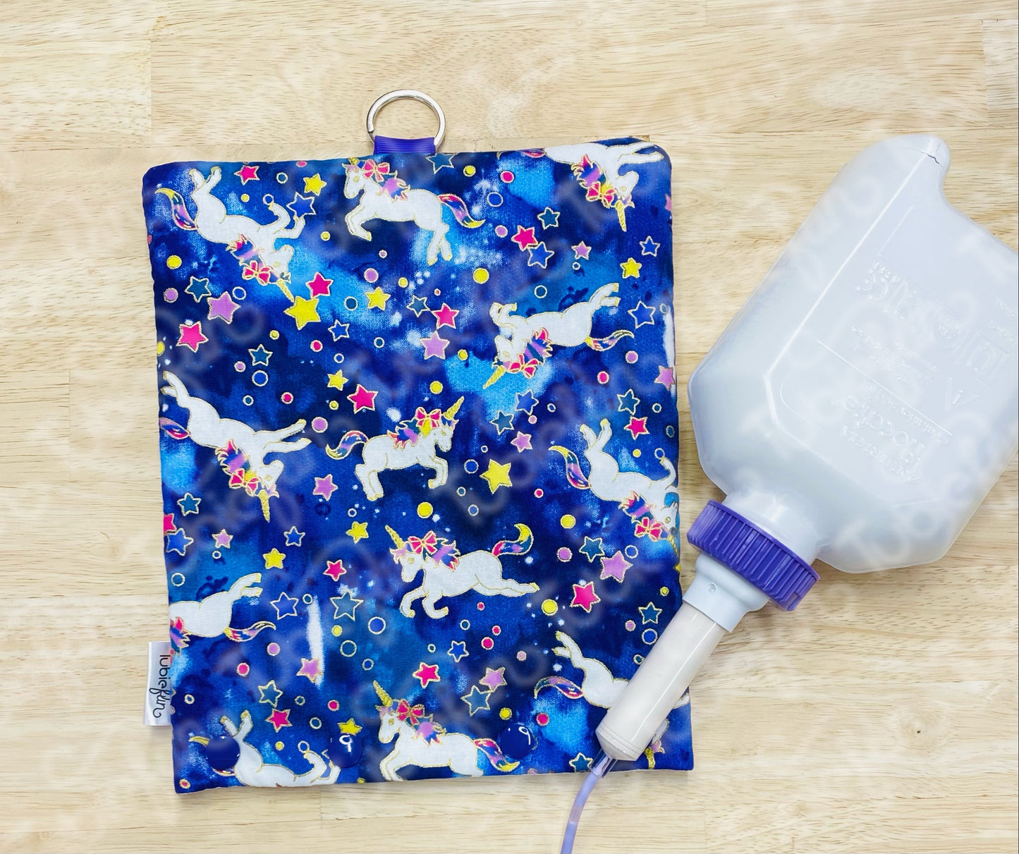 Insulated Milk Bag Suitable for 500ml Flocare Bottle in - Unicorns on Purple