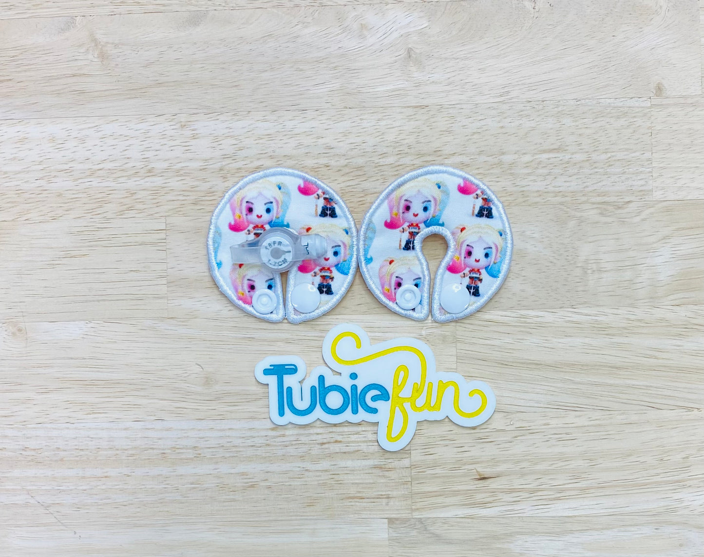 G-Tube Button Pad Cover - Pink and Blue Haired Girl
