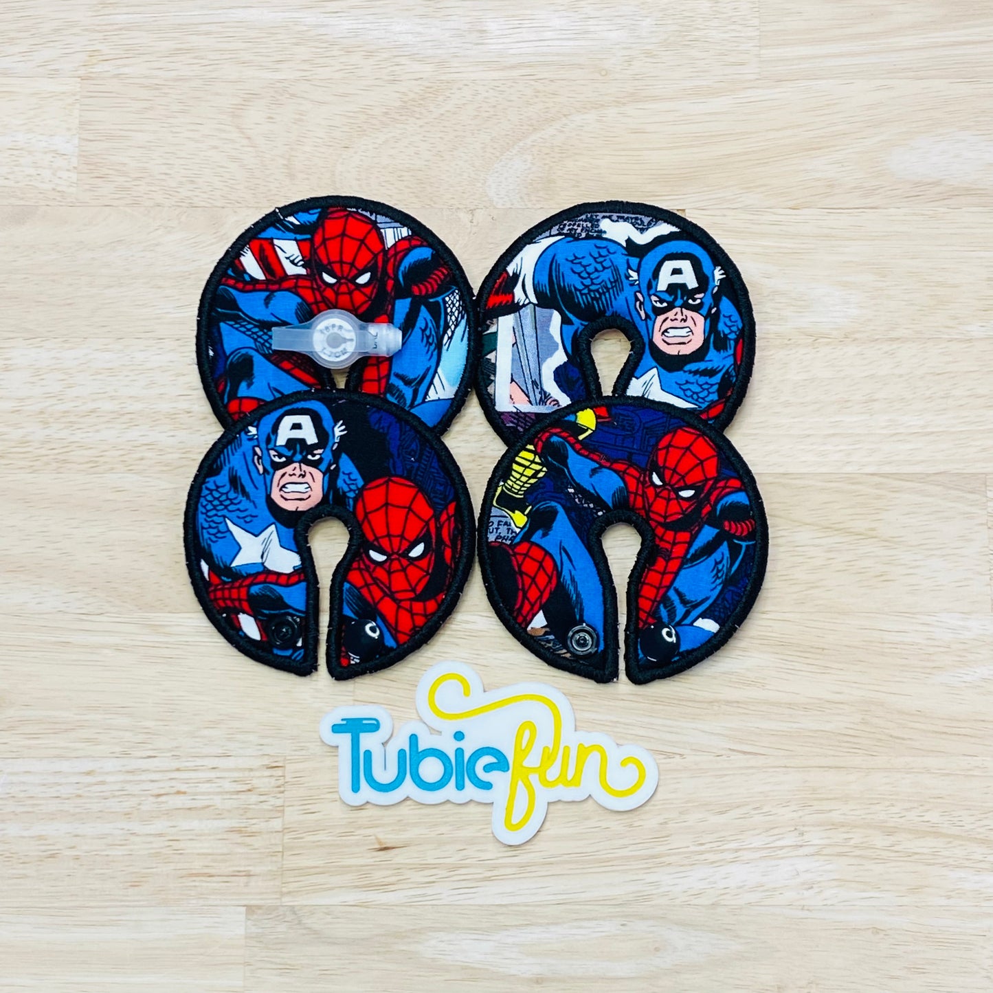 G-Tube Button Pad Cover Large - Spidey and Captain