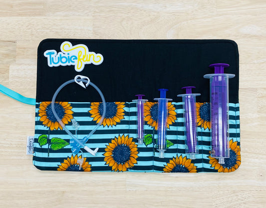 Syringe Roll - Sunflowers and Blue Stripes