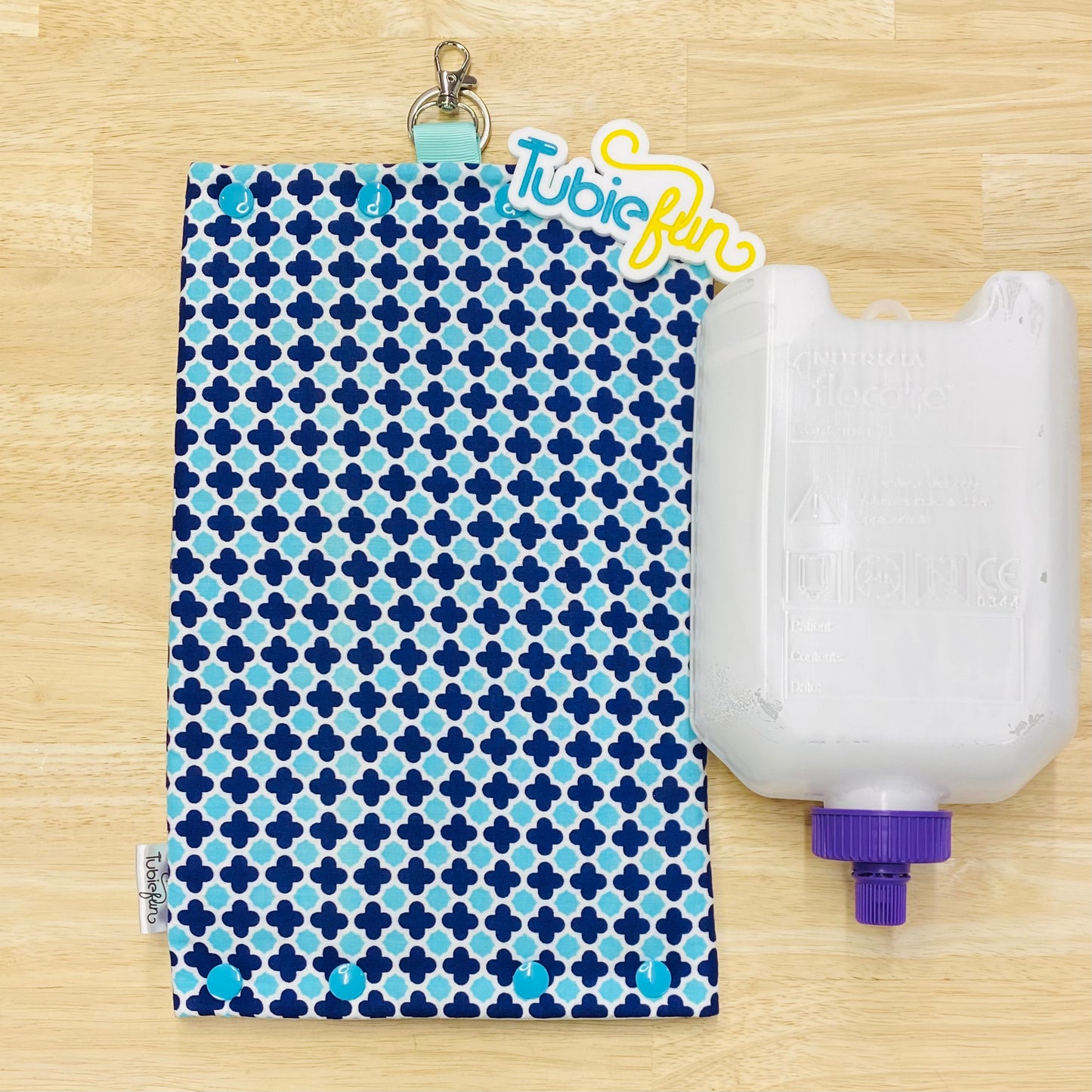 Insulated Milk Bag Suitable for 1L Flocare Bottle -  Blue, Teal Tiles