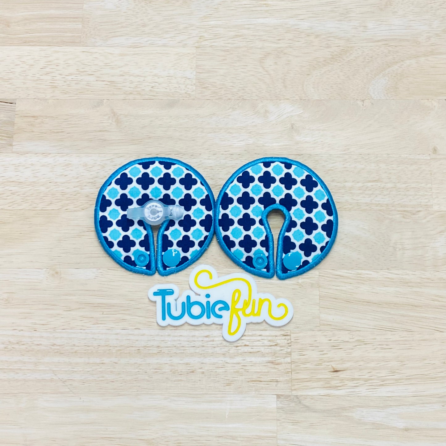 G-Tube Button Pad Cover Large - Blue Tiles