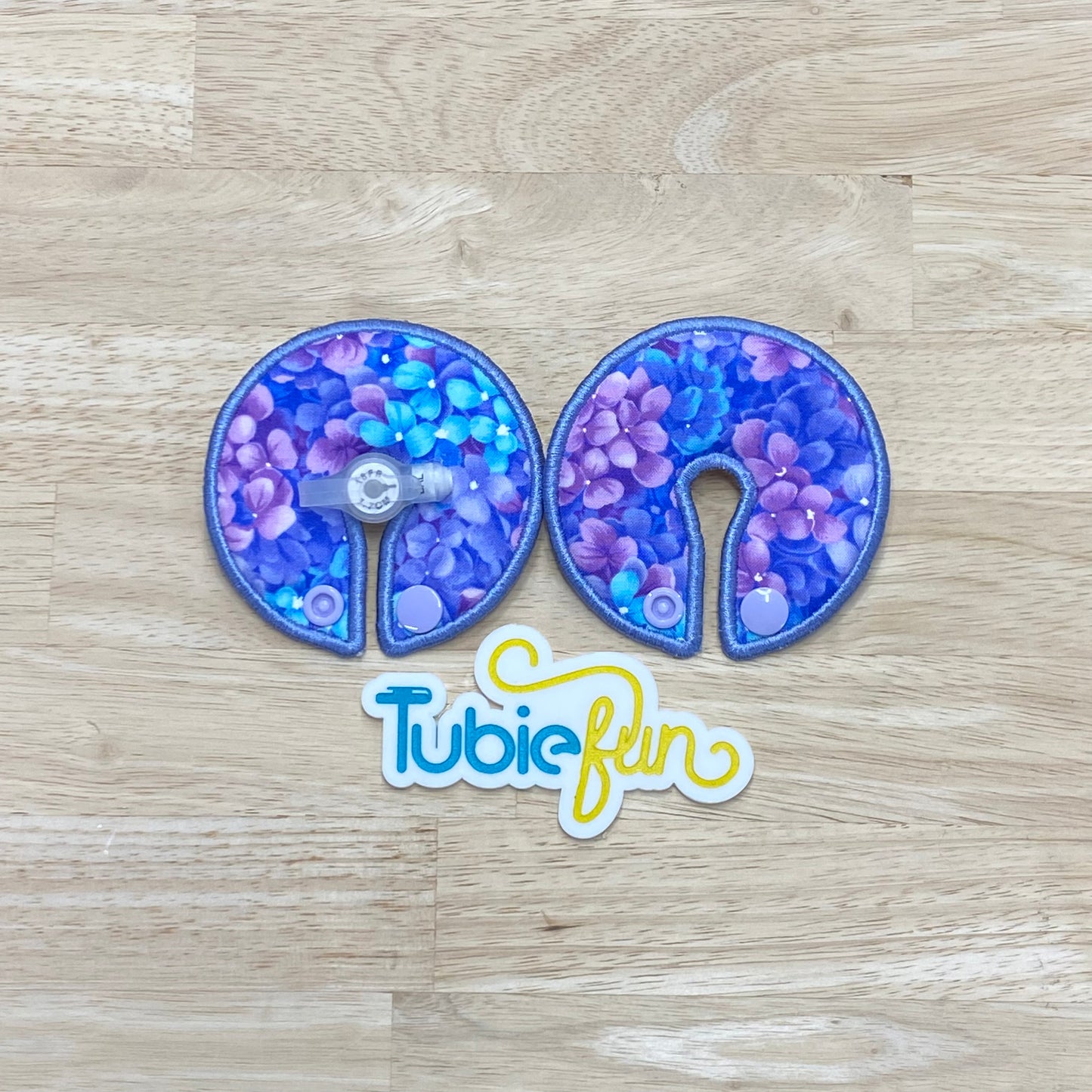 G-Tube Button Pad Cover Large - Purple and Blue Flowers