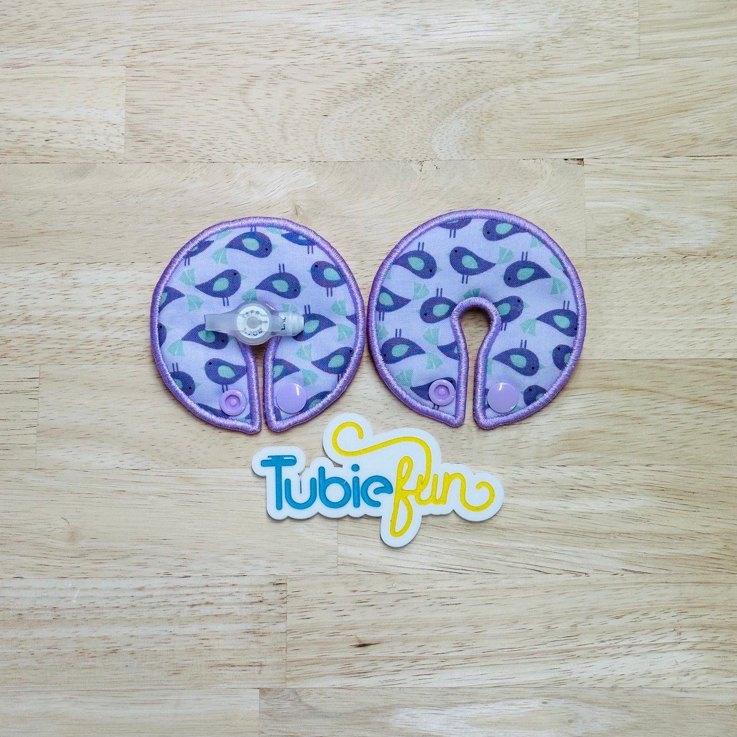 G-Tube Button Pad Cover Large - Purple Birds