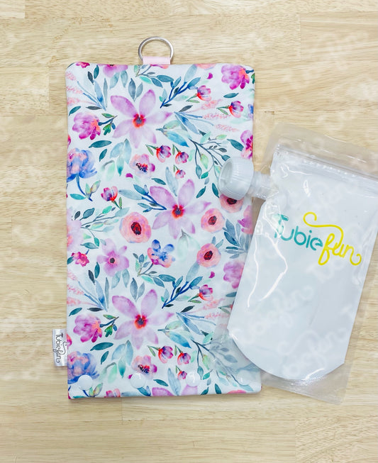 NEW Insulated Milk Bag Suitable for Tubie Fun 500ml Reusable Pouches - Pink Flowers
